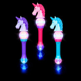 Spinning Light Up Unicorn Themed Wand For Kids - Assorted